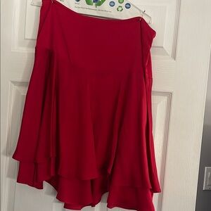 Ralph Lauren red satiny flowy mid skirt.